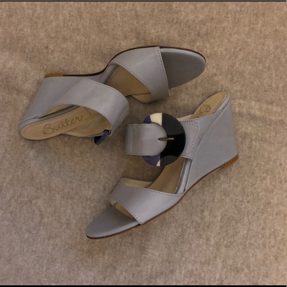Butter Leather Wedge Sandals w/ Buckle